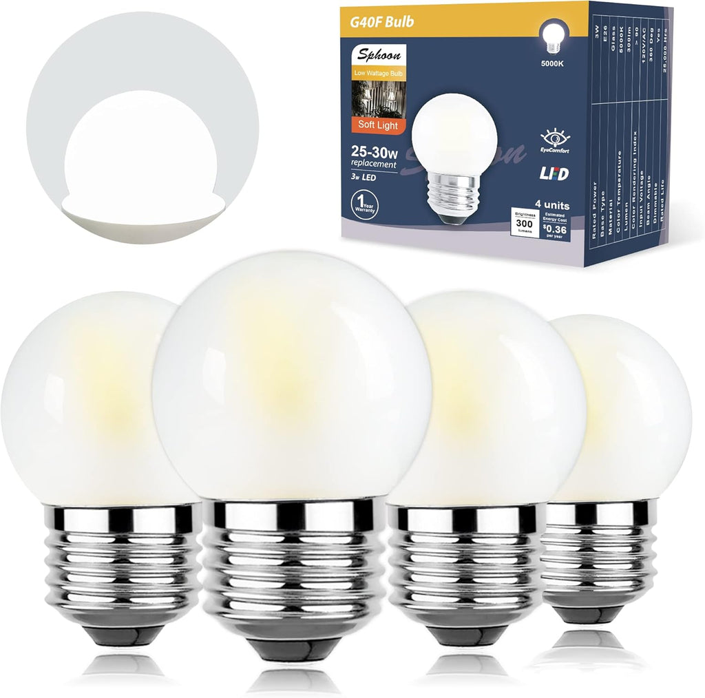 Dimmable Metal LED Bulb — 4pcs 3w= 25w 5000k Frosted