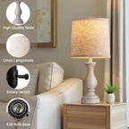 Linen Boho Black Bedside Lamp — 22" - View 3