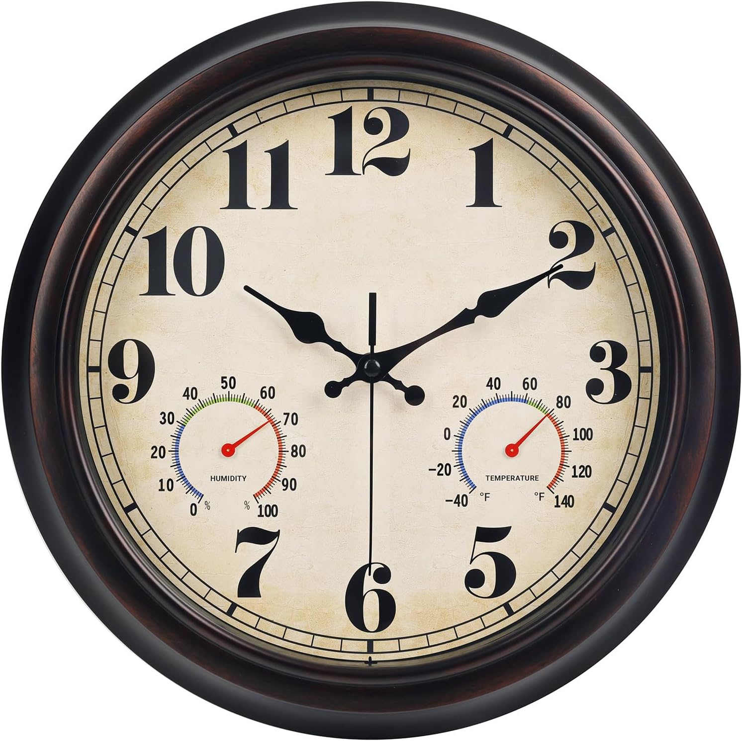 Vintage Black Wall Clock — 13 Red Brown