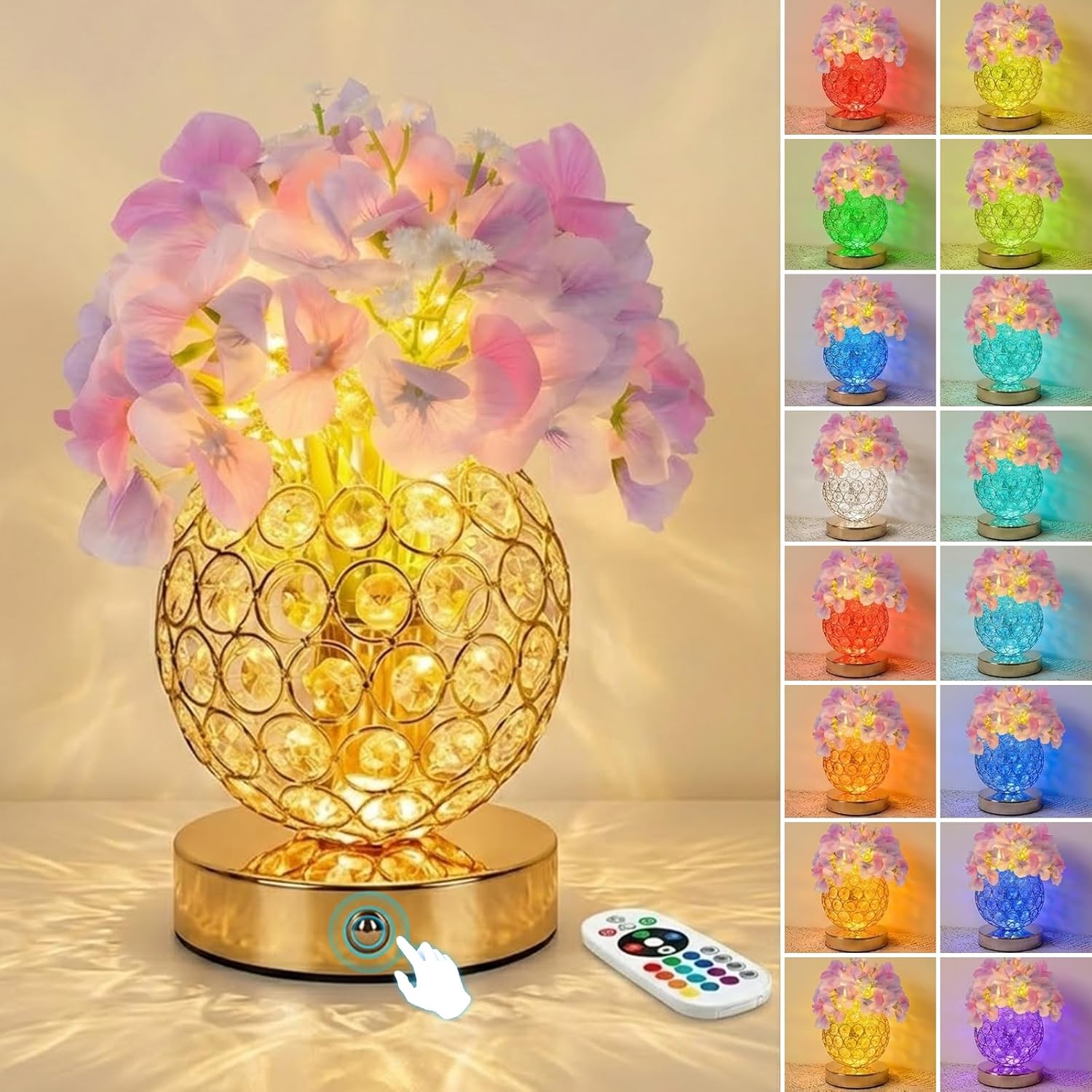 Color Changing Blue Table Lamp — Pink-Hydrangea