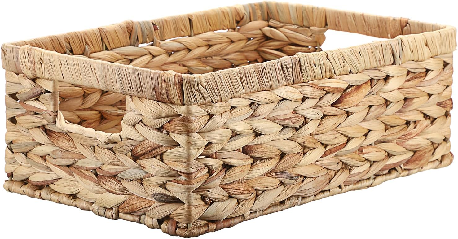Boho Rattan Storage Bin — 15" — 13.8"L x 9.3"W x 5"H
