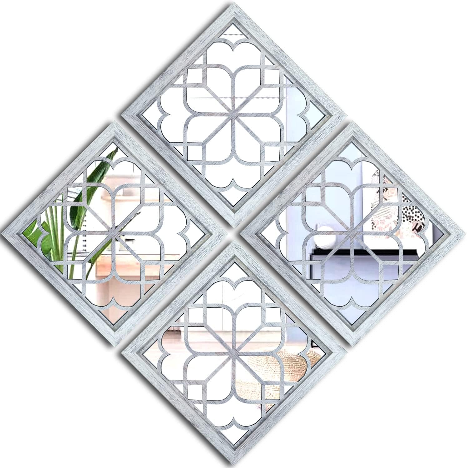 Rectangular Farmhouse Black Wall Mirror — 15" — Rustic White