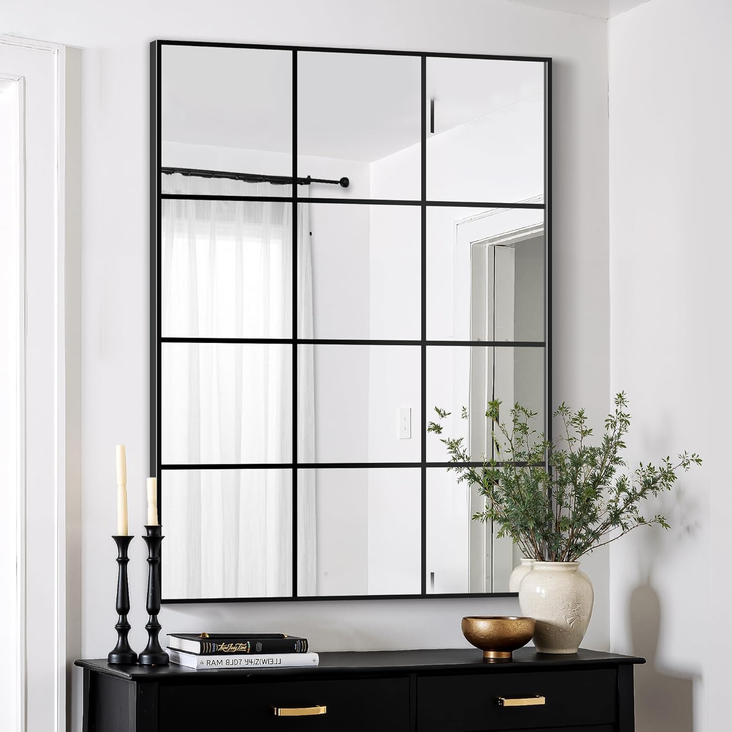 Framed Black Wall Mirror — 40" — Black