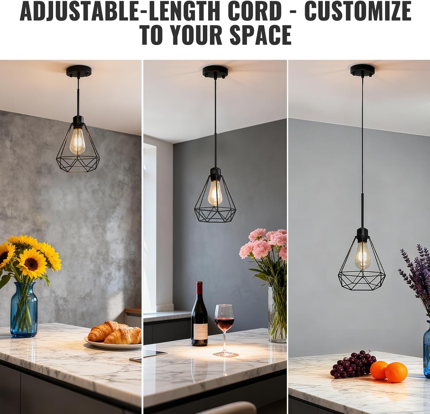 Adjustable Farmhouse Metal Pendant Light — 18" - View 5