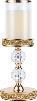 Luxe Glass Pillar Candle — 2 crystal balls
