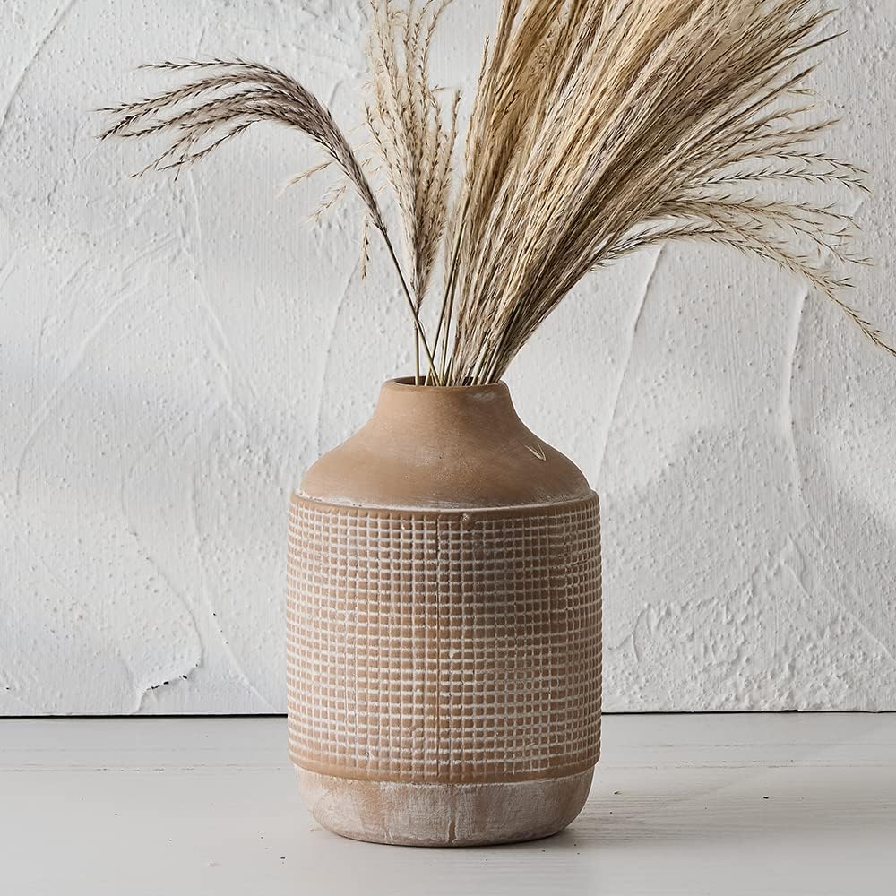 Farmhouse Beige Flower Vase — 8" — Jo-gs17132-beige