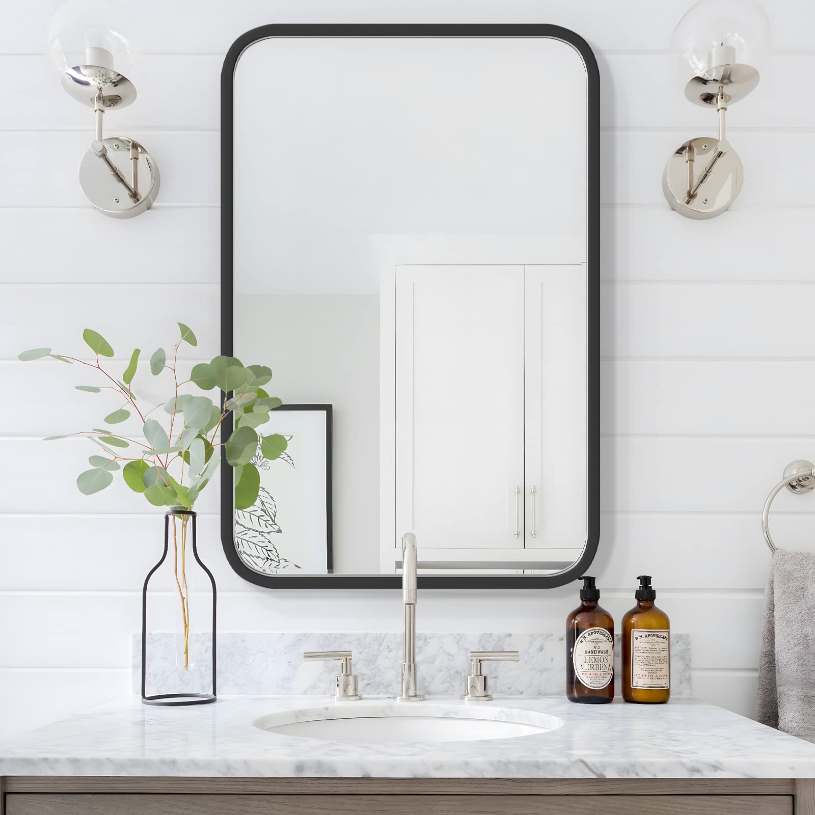 Framed Wood Mirror — 18"