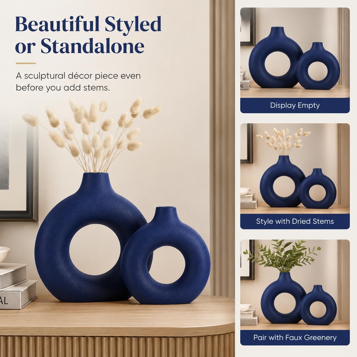 Modern Blue Vase Set — Set of 2 - View 5