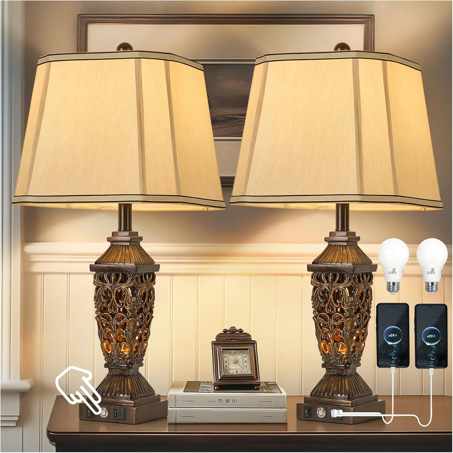 Dimmable Beige Desk Lamp — 29.5" — Brown-5