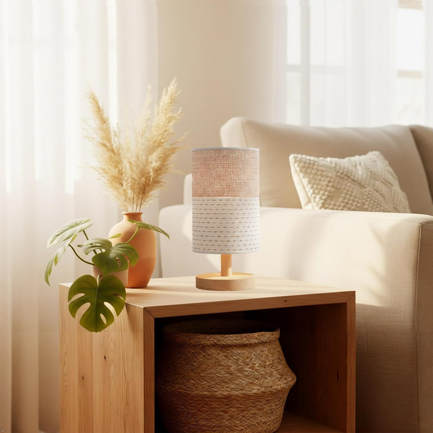 Knit Boho Wood Desk Lamp - View 2