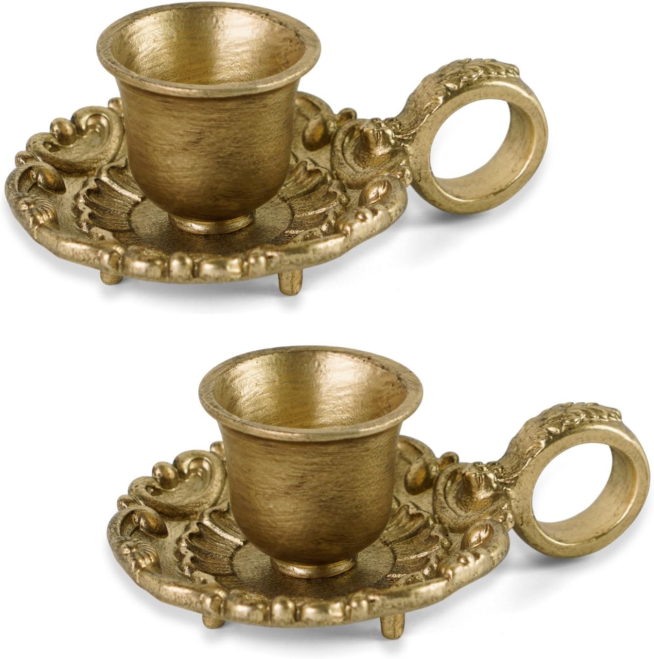 Vintage Luxe Blue Candle — Set of 2 — Antique Gold
