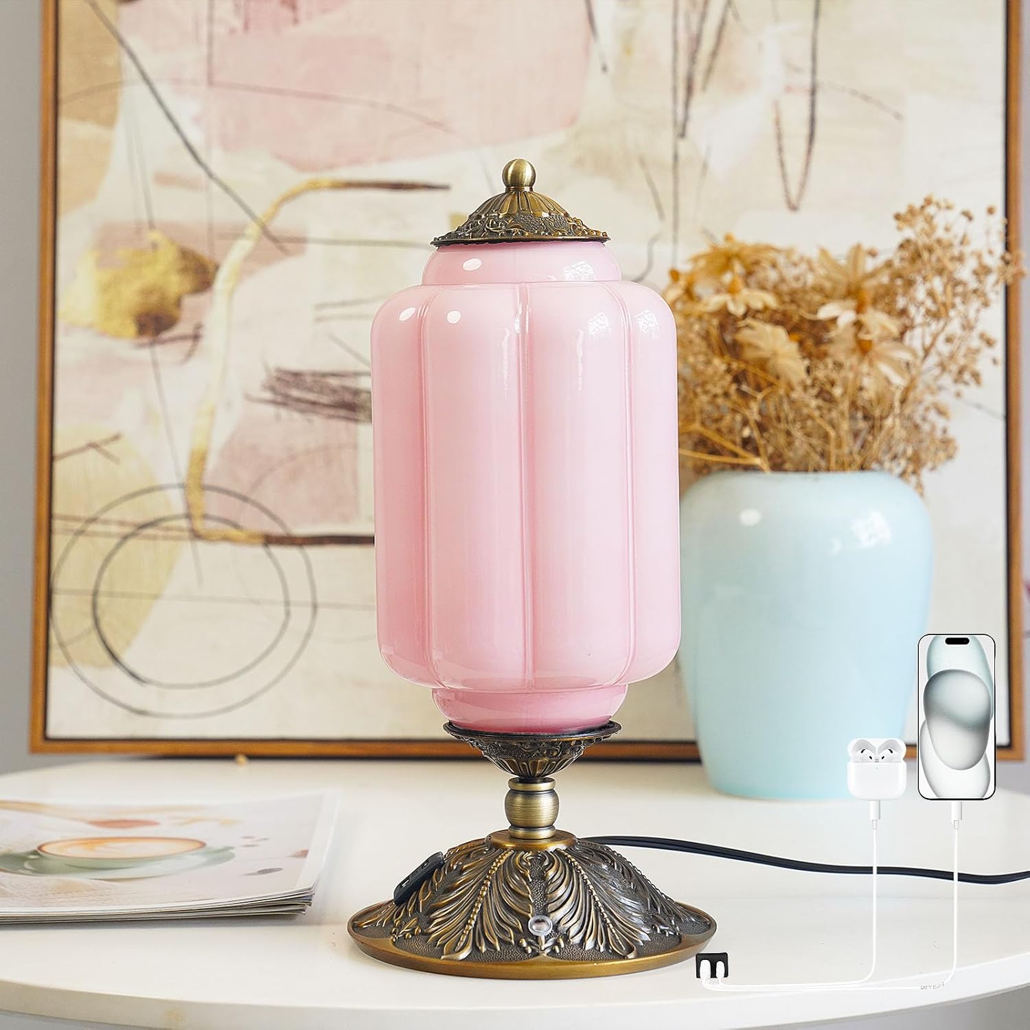 Dimmable Green Desk Lamp — Pink