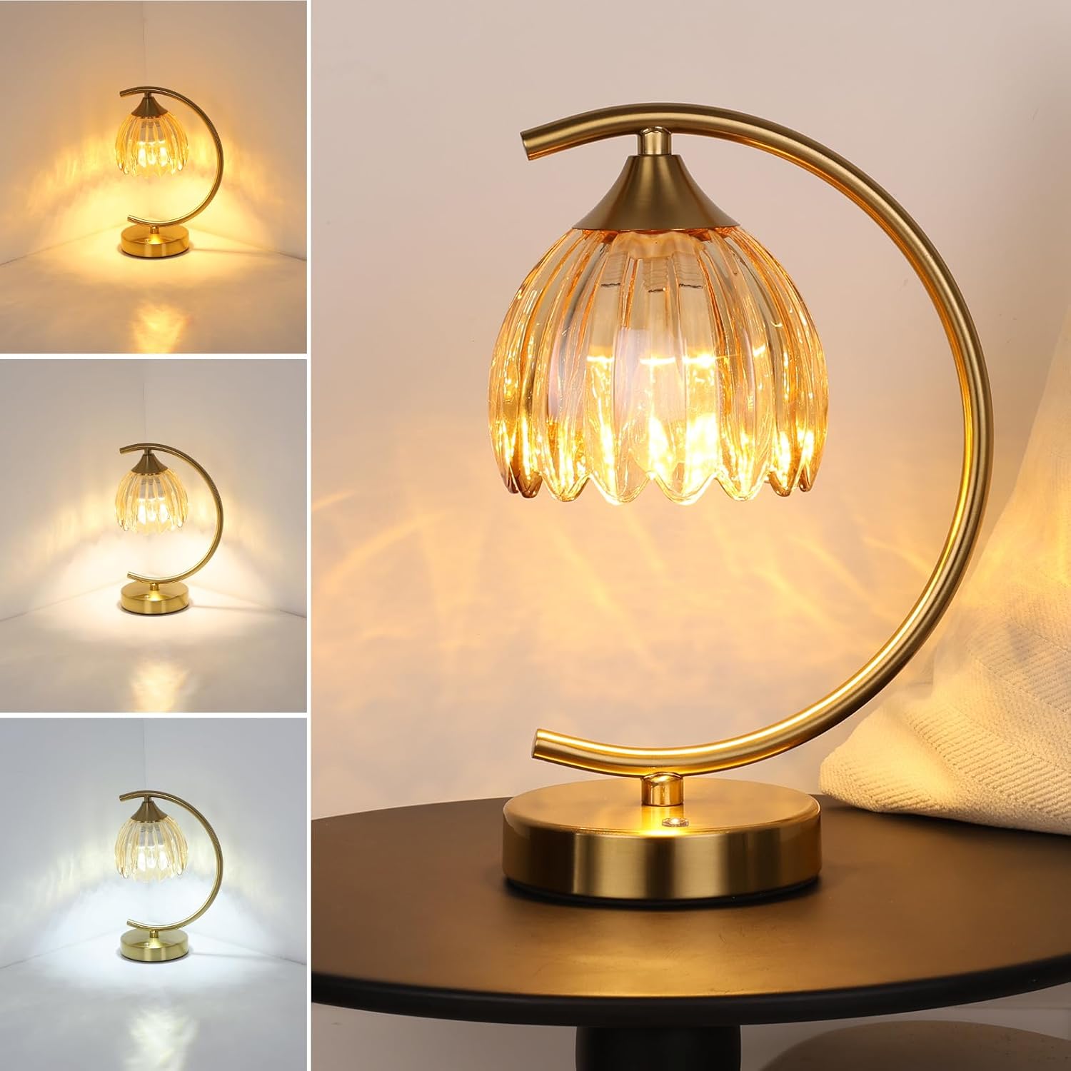 Cordless Green Table Lamp — Amber-Clear Bulb
