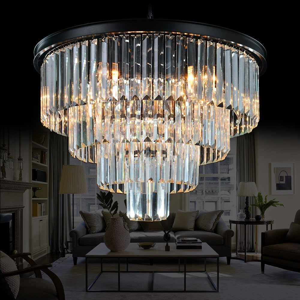 Luxe Black Chandelier — 18" — Black