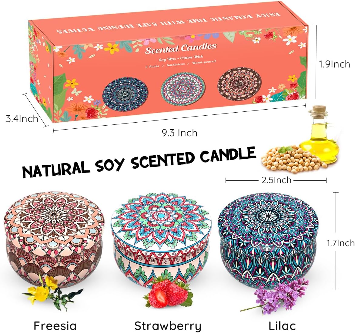 Soy Wax Boho Blue Scented Candle — 3x2 - View 6
