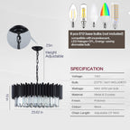Round Luxe Black Chandelier — 24" - View 3