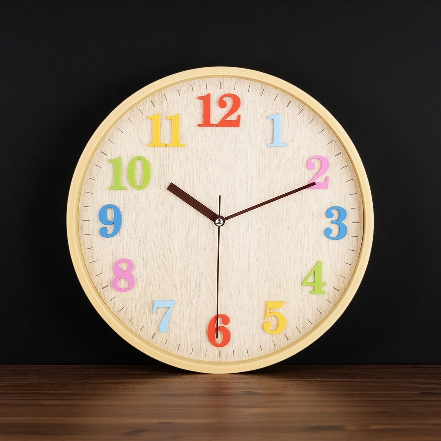 Round Brown Wall Clock — 12" - View 4