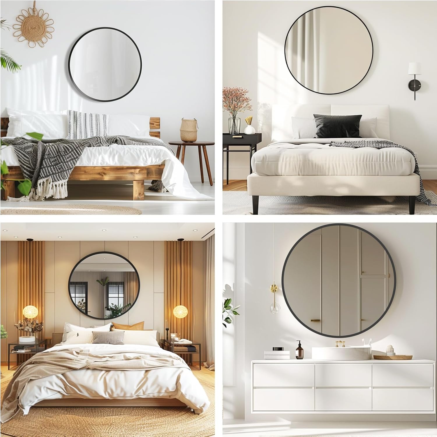 Round Black Wall Mirror — 30" - View 7