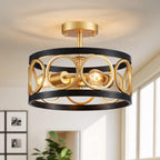 Adjustable Farmhouse Black Chandelier — 3-Light — 3 Light-Gold