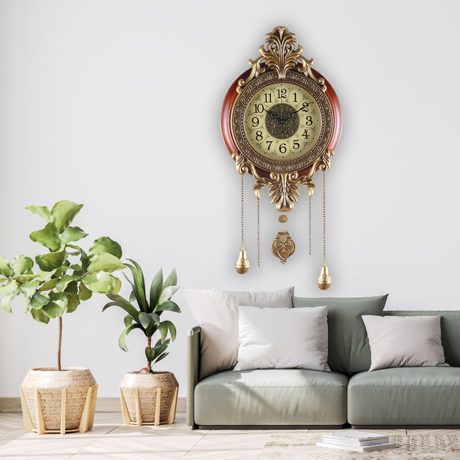 Battery Operated Mid-Century Wood Wall Clock - View 3