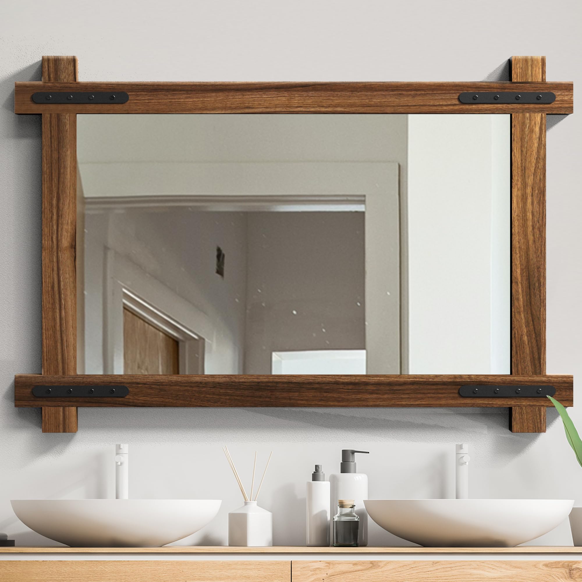 Round Farmhouse Black Wall Mirror — 32"