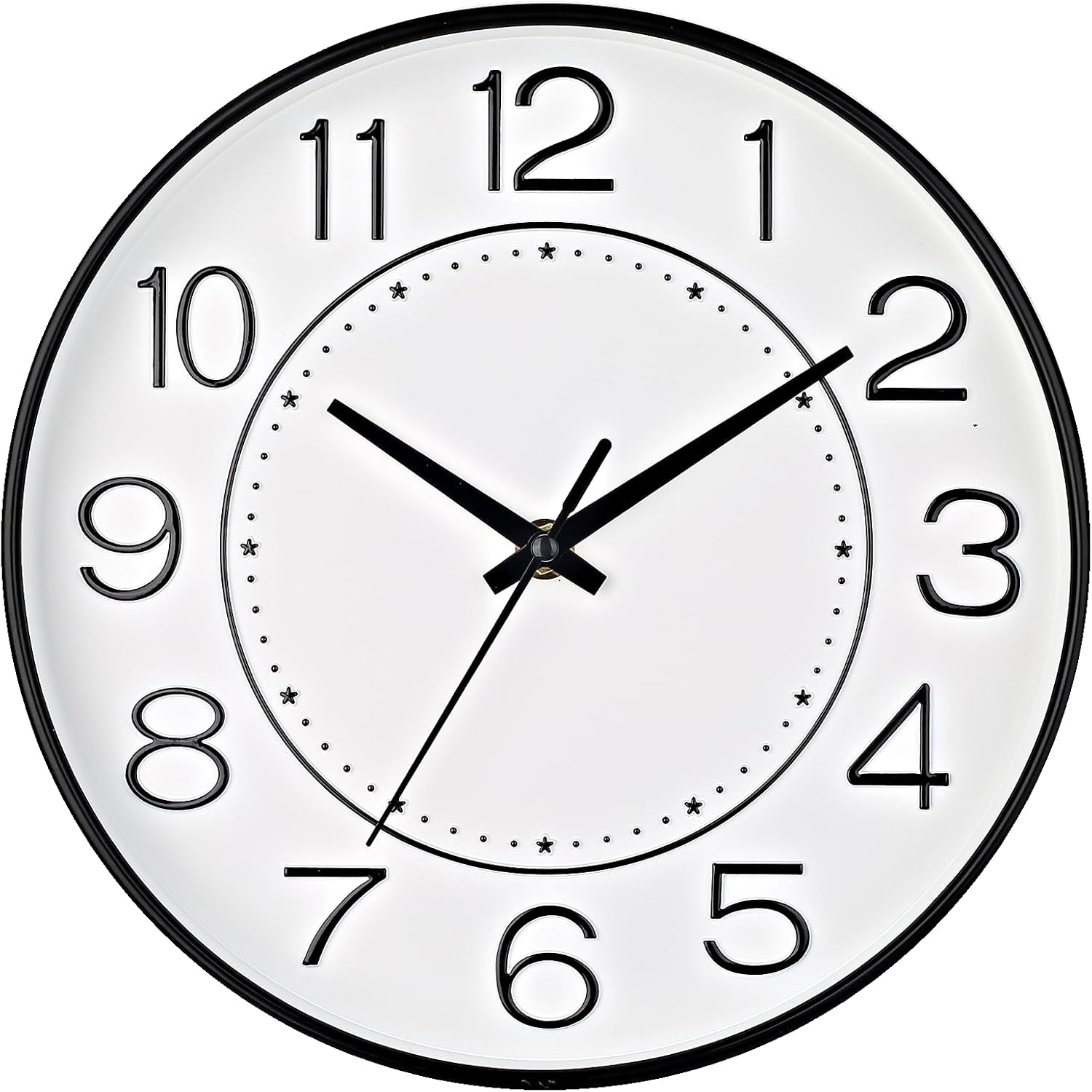 Battery Operated Luxe Black Wall Clock — 10" — 10 inch