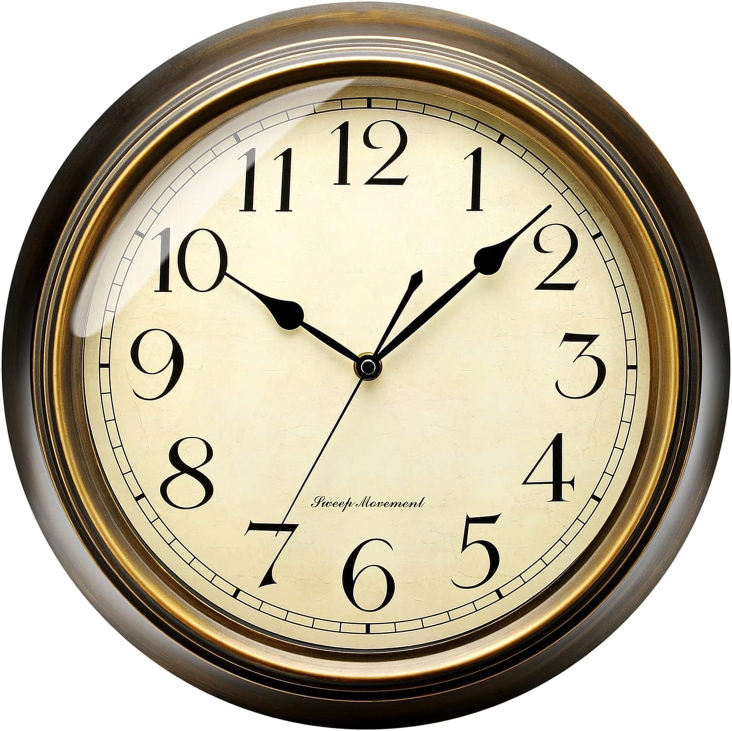 Battery Operated Luxe Black Wall Clock — 16" — Brown