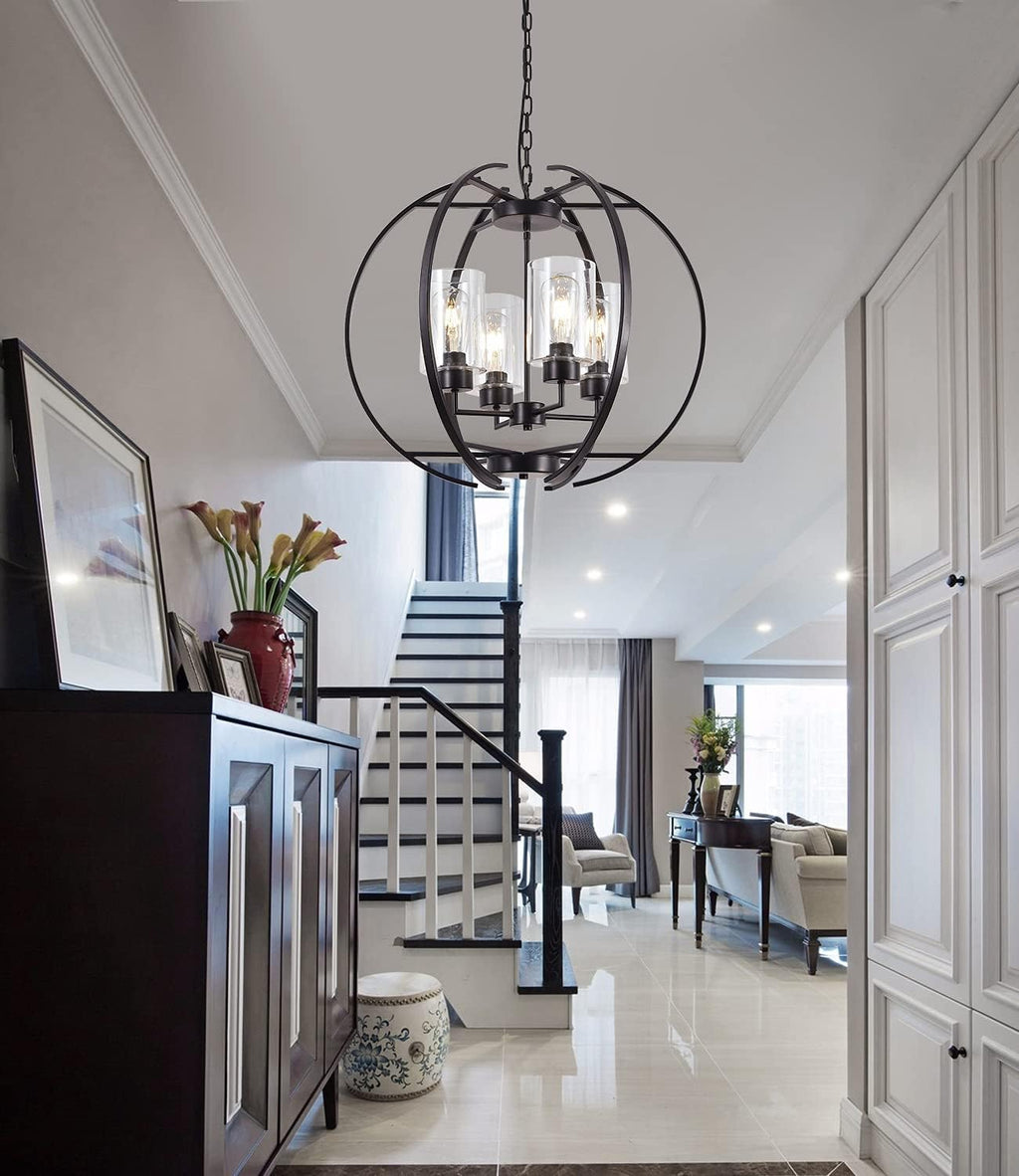 Farmhouse Black Chandelier — 4-Light - View 3