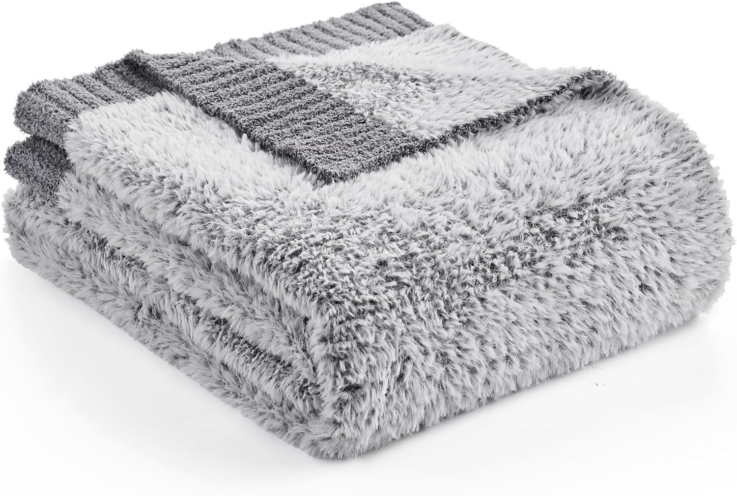 Knit Beige Throw Pillow — 50" — Variegated Grey
