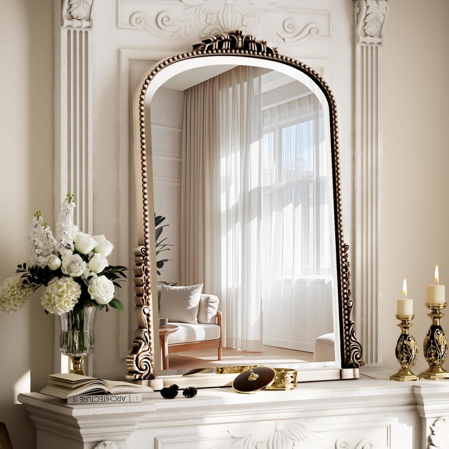 Round Luxe Gold Wall Mirror — 27" — Silver