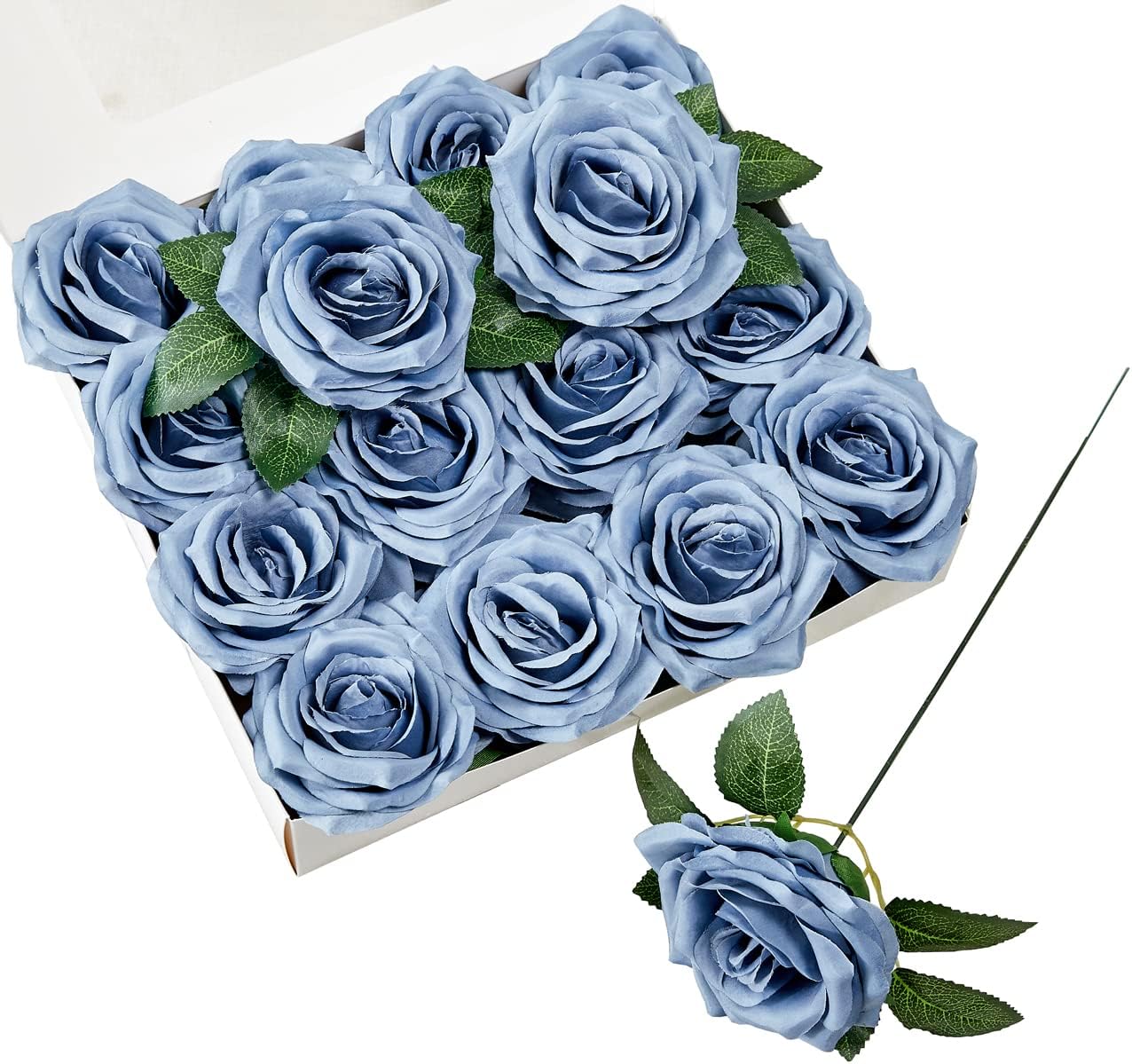 Black Artificial Flowers — Dusty Blue