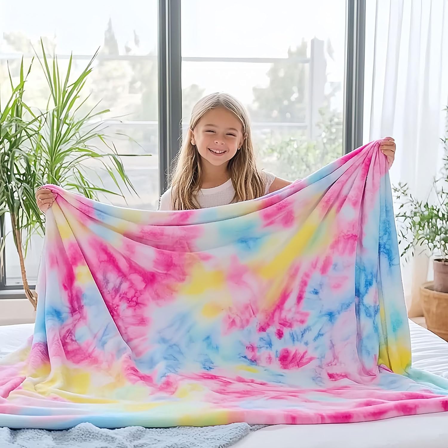 Green Throw Pillow — 50" — Hot Pink Rainbow