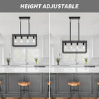 Adjustable Farmhouse Black Chandelier — 4-Light - View 5