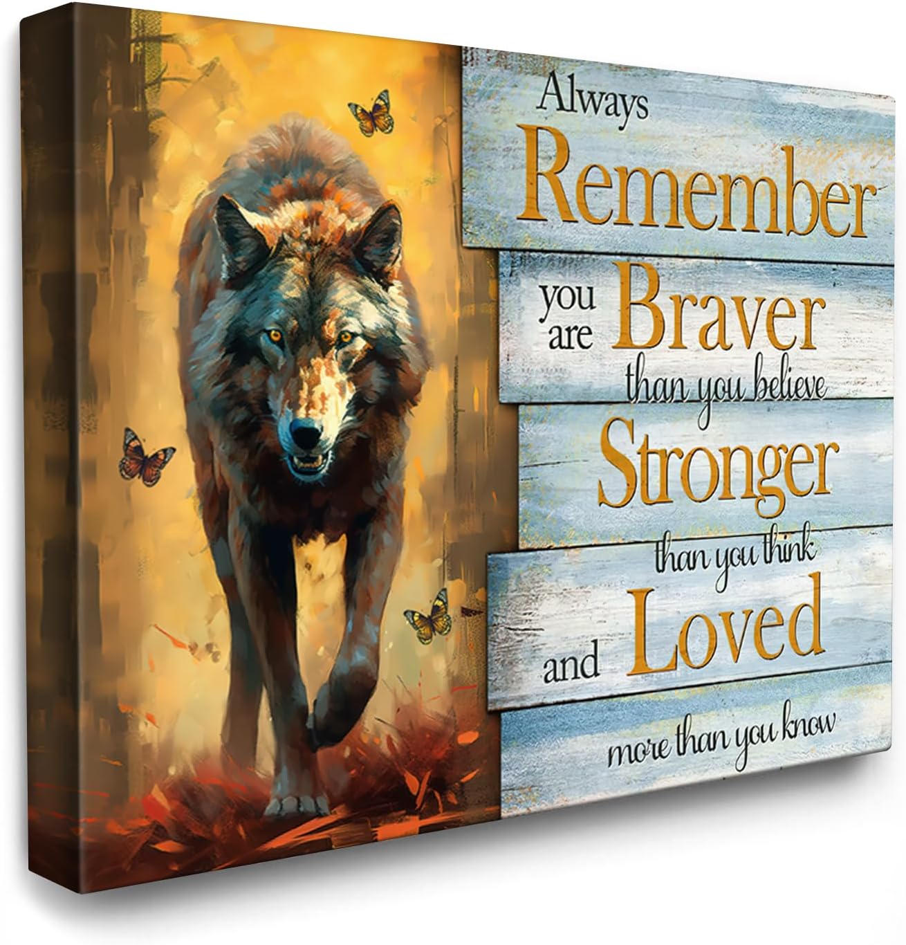 Framed Metal Canvas Wall Art — 16" — Motivational Wolf