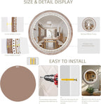 Boho Wood Round Mirror — 24" - View 7
