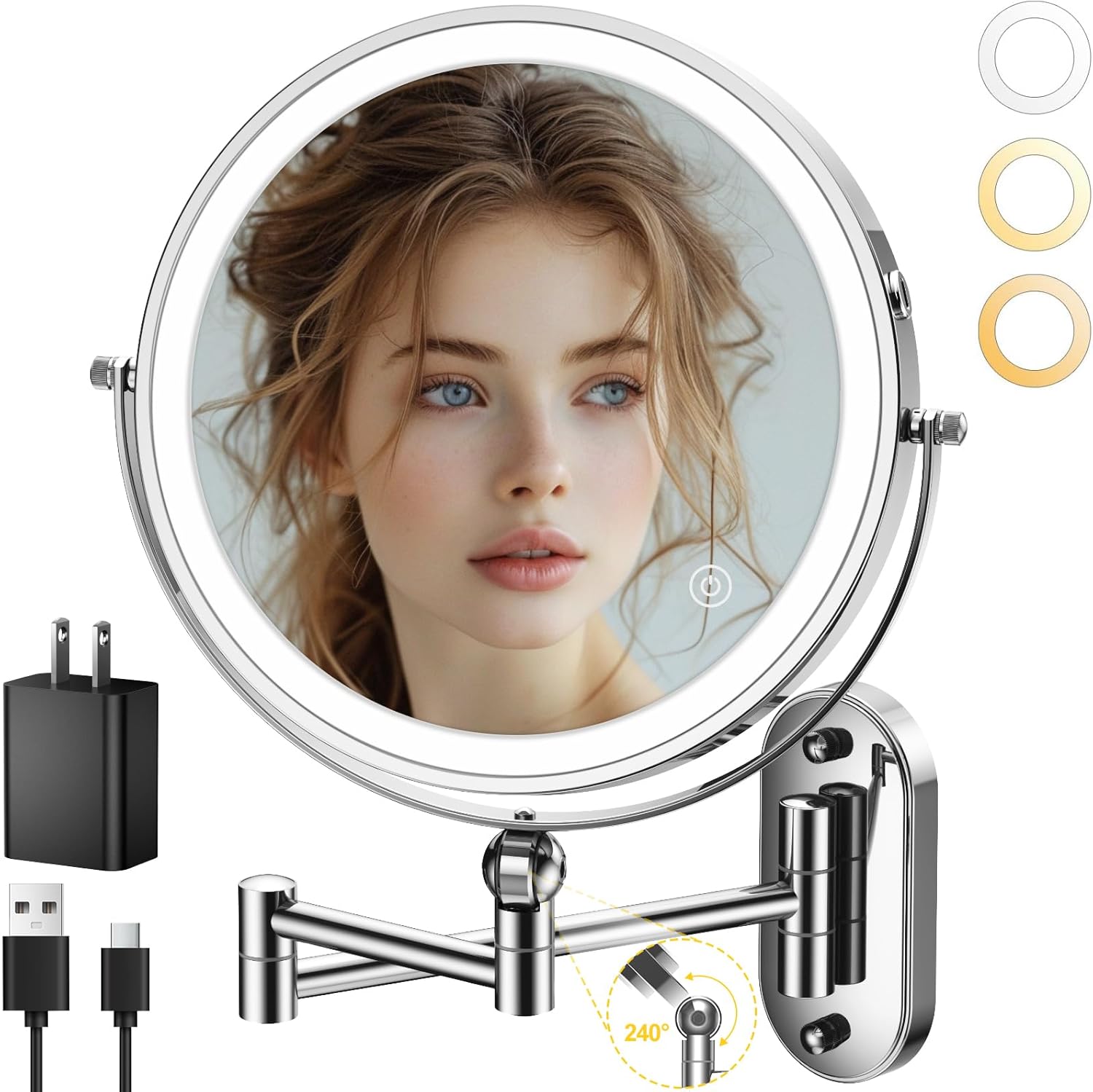 Rechargeable Black Mirror — 9" — Chrome