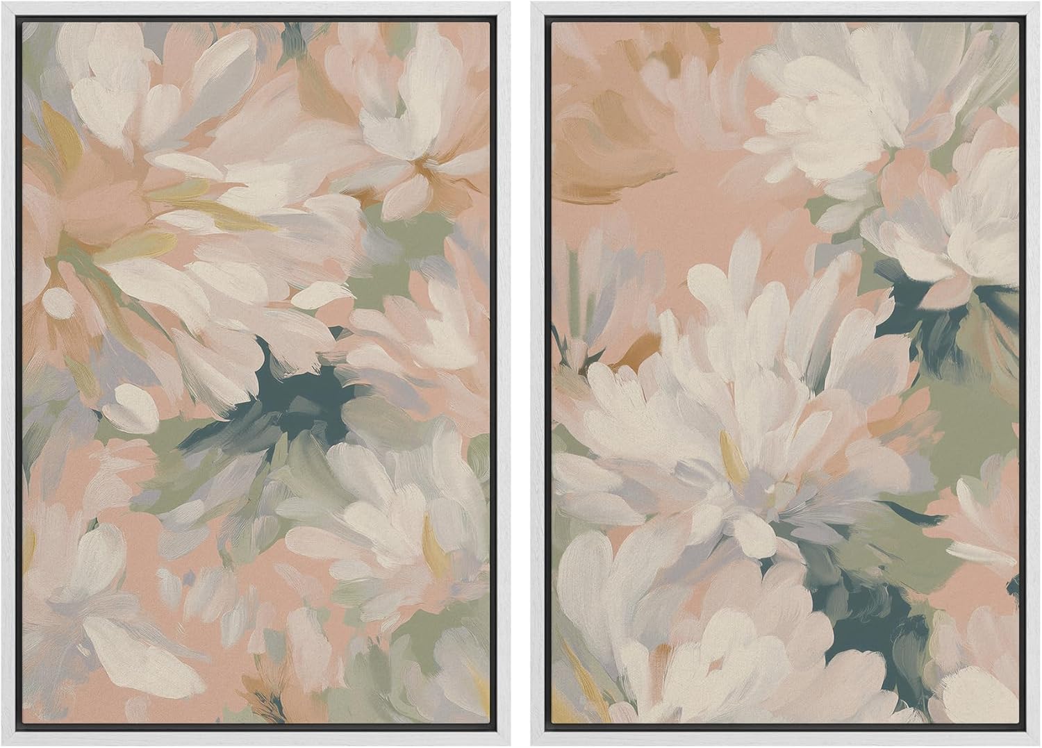 Framed Farmhouse Fabric Wall Art — 24" — 24"x36"x2 Panels White
