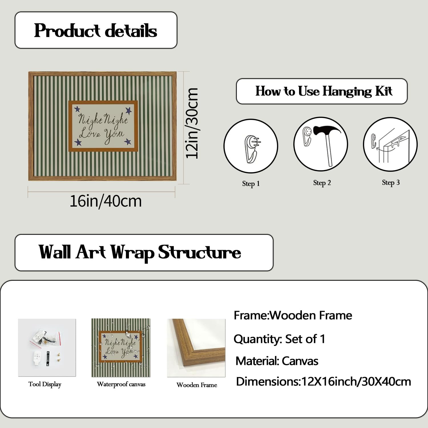 Framed Mid-Century Beige Wall Decor — 16" - View 3