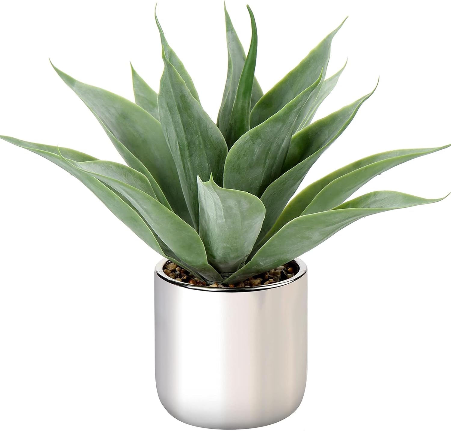Luxe Black Artificial Plant — Agave -Silver