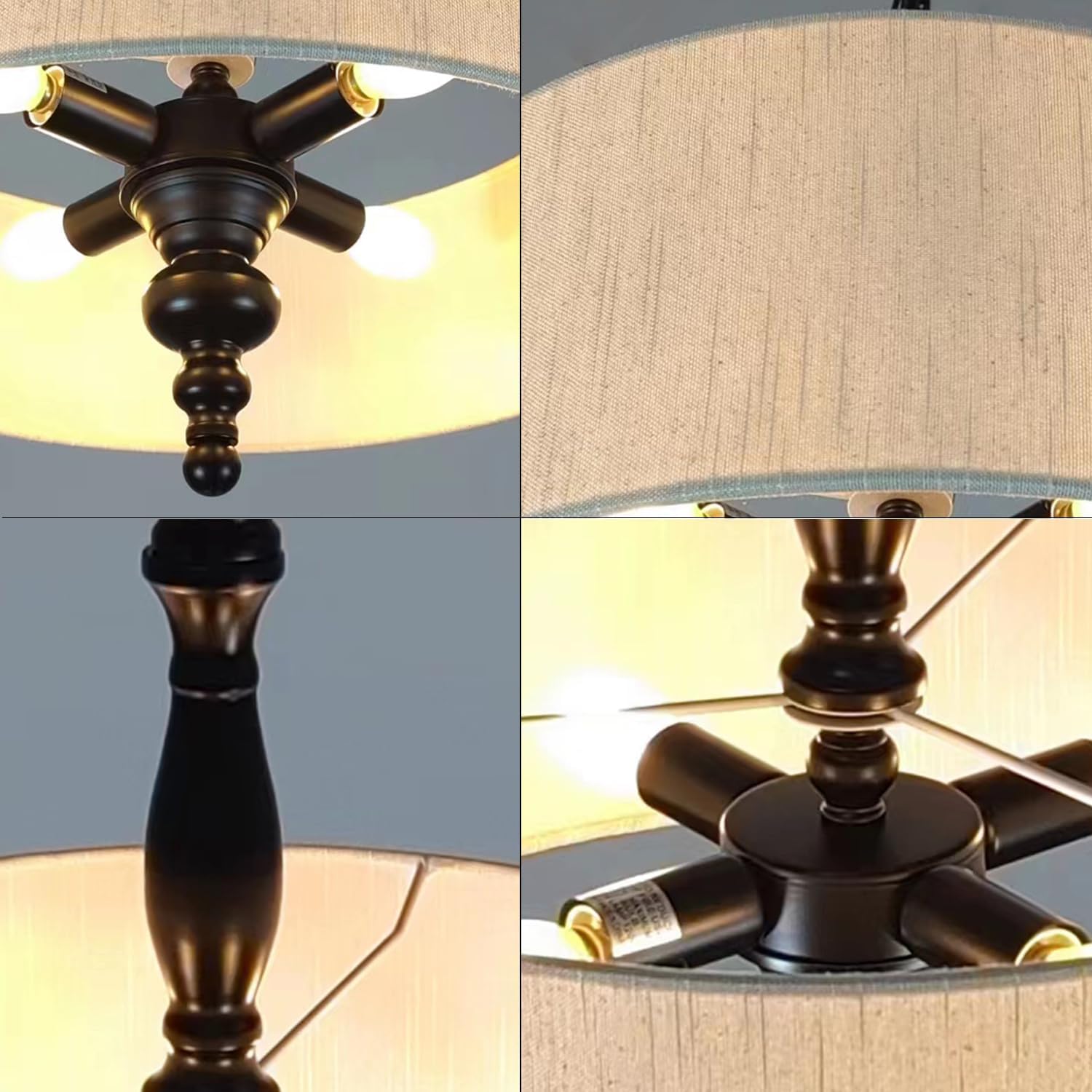 Adjustable Beige Chandelier — 4-Light - View 3