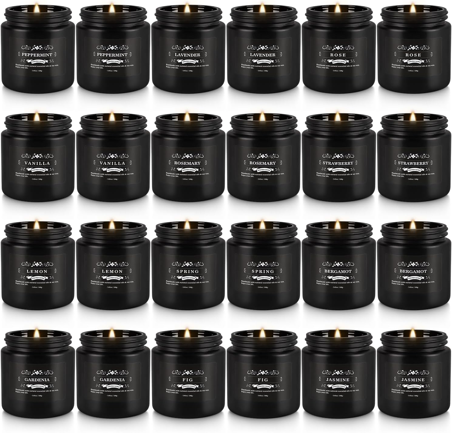 Soy Wax Black Scented Candle — 24pcs Black