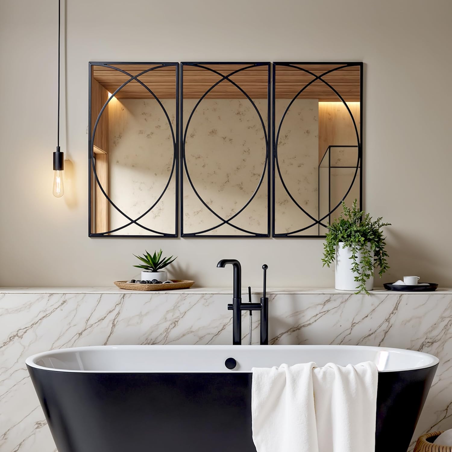 Rectangular Luxe Black Wall Mirror - View 4