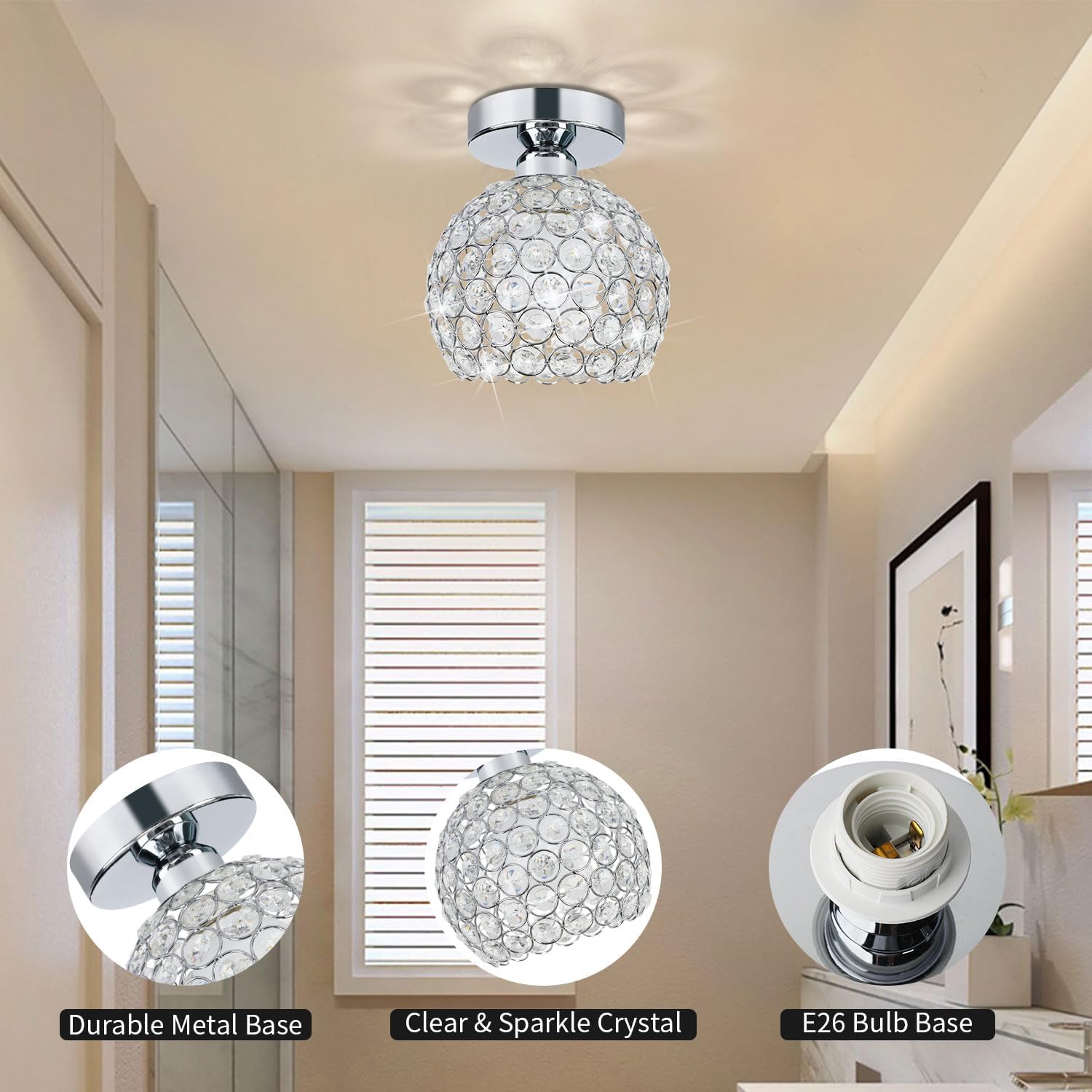 Luxe Black Chandelier — 7.7" - View 8