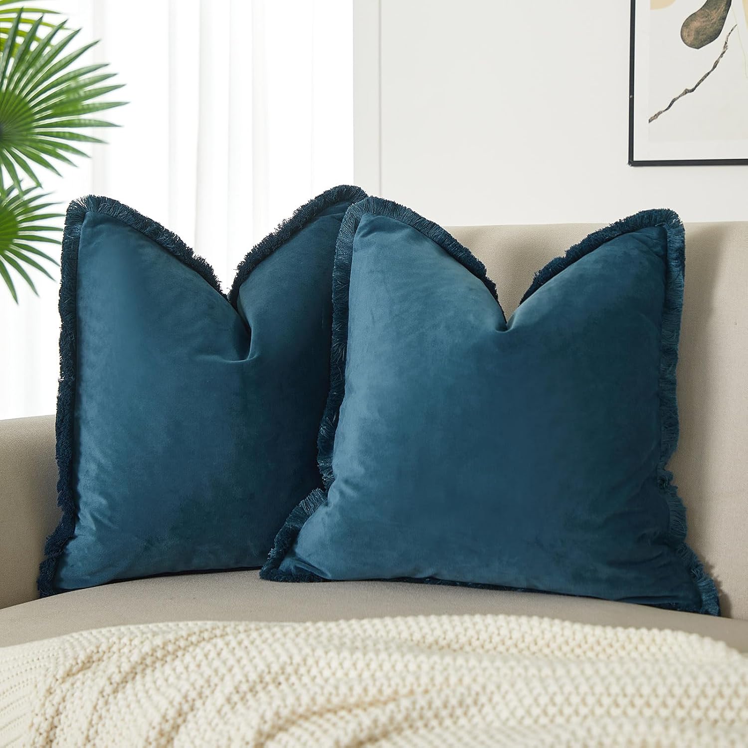 Velvet Boho Beige Throw Pillow Cover — 26" — Prussian