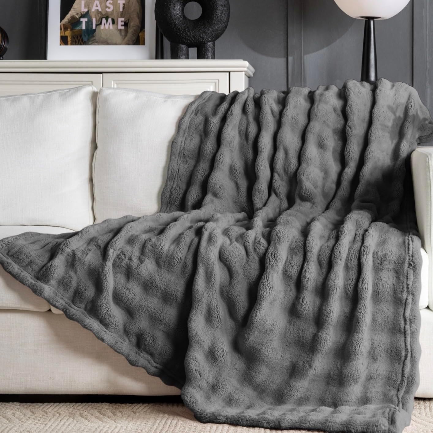 Beige Throw Pillow — 50" — Solid Grey