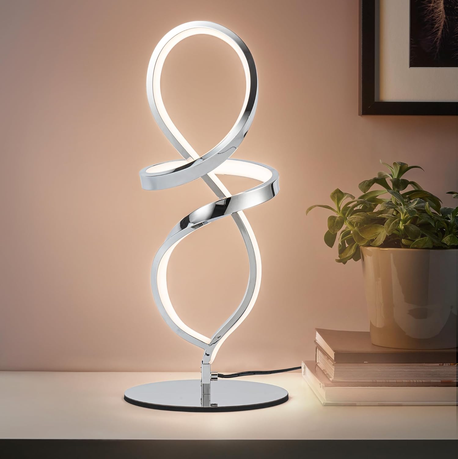 Modern Black Bedside Lamp — Silver