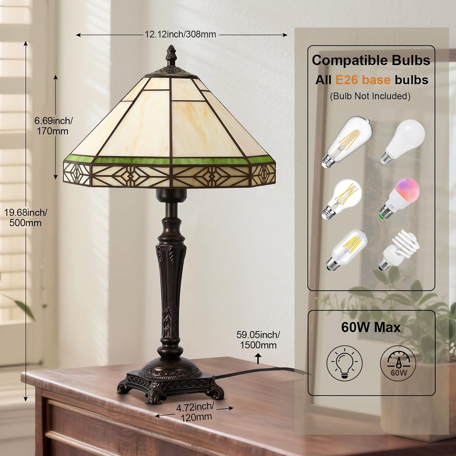 Vintage Mid-Century Glass Desk Lamp - View 2