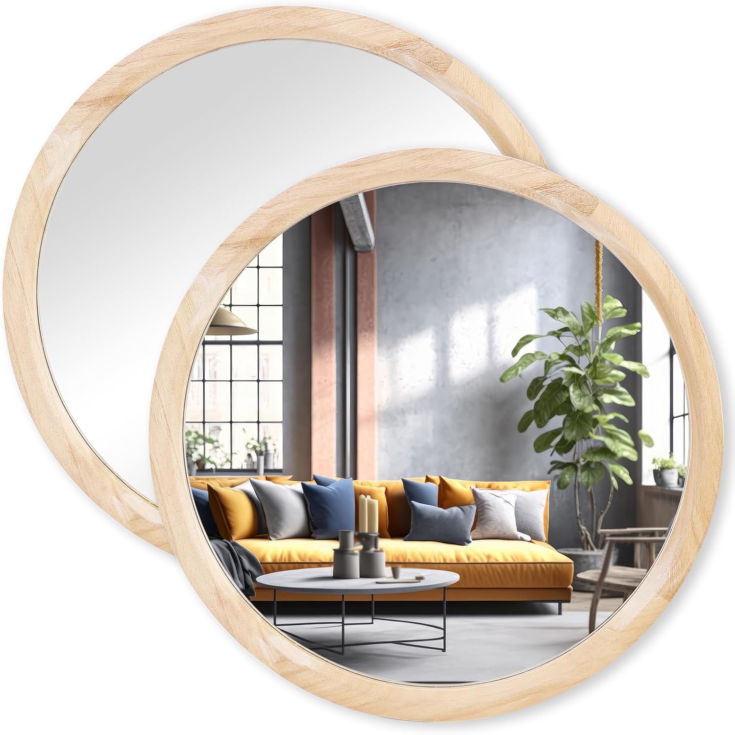 Round Boho Brown Mirror — 24" — Nature