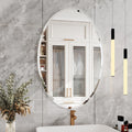 Beveled Beige Wall Mirror — 24" — Oval