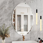 Beveled Beige Wall Mirror — 24" — Oval